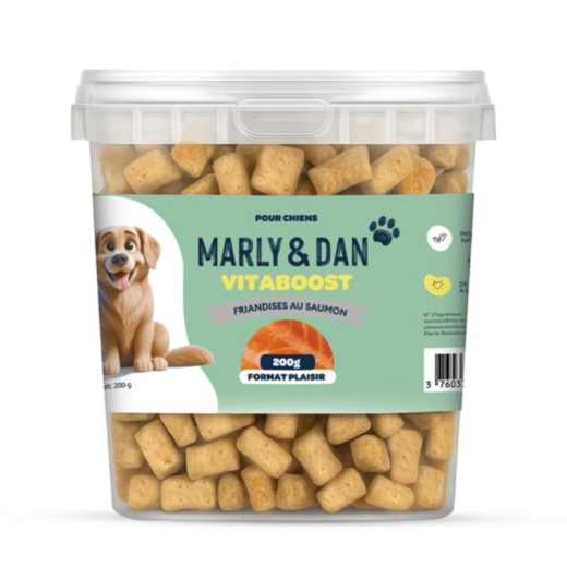Seau de friandises Vitaboost au saumon pour chien – Éducation & dressage | Marly & Dan