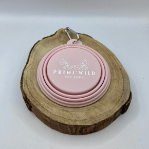 Gamelle de voyage rose pliable PRIMIWILD pour chien – Silicone avec mousqueton