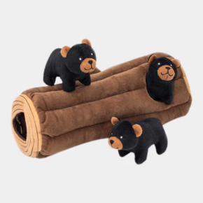 Peluche de fouille pour chien - Bûche et ours noirs