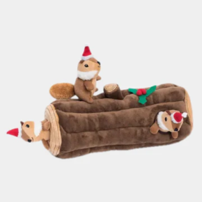 Peluche de fouille pour chien - Bûche et écureuils de Noël